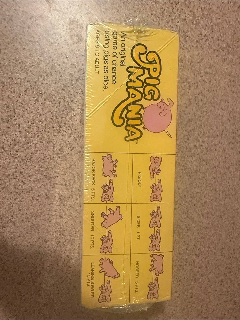 Pig Mania Kids Game - Yellow & Red Family Game Original 1977 New in Sealed Box